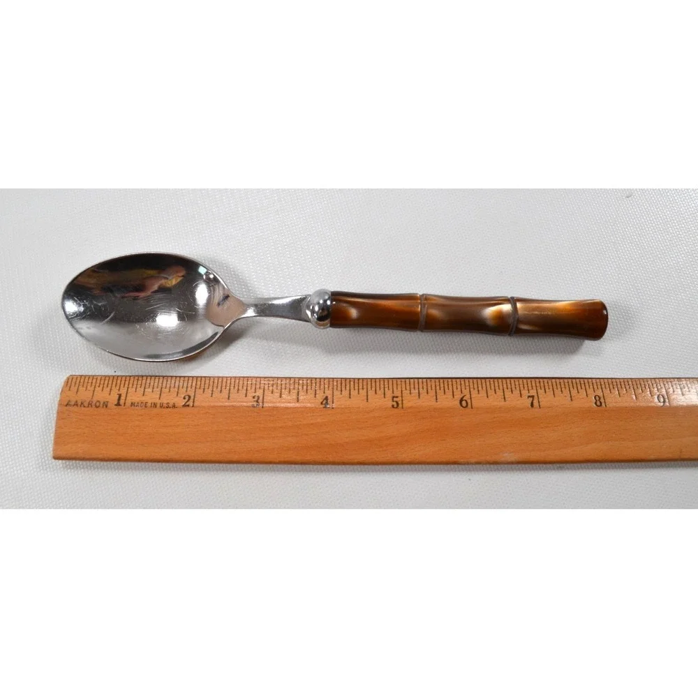 INOX 18/10 Faux Bamboo‎ Flatware 11-Piece Resin Made in Italy Stainless Vintage
